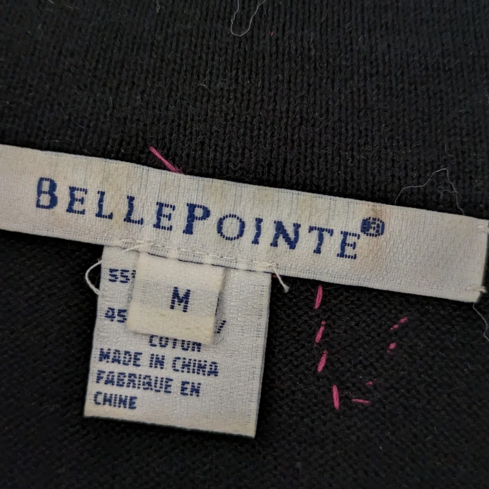 Vintage Belle Pointe Beaded Butterfly Sweater Size Medium Black 3/4 Sleeve‎